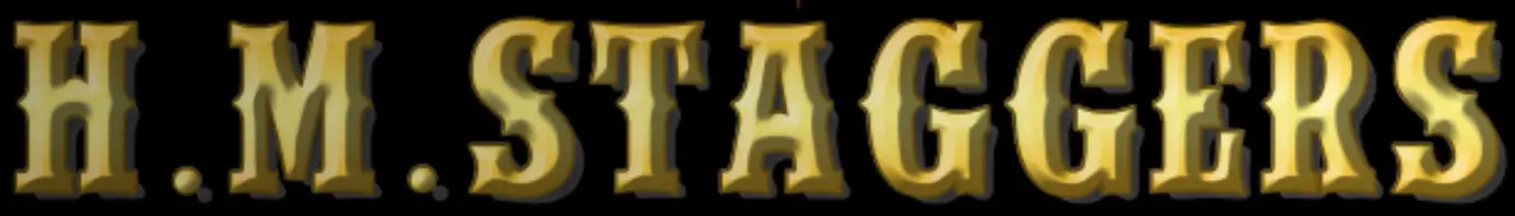 H.M. Staggers logo in bold, gold-stylized text on a black background
